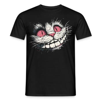 Crazy Cheshire Cat Face – Dark Art Style - Men's T-Shirt - black - Front - AI Model Male 178 light (178cm)