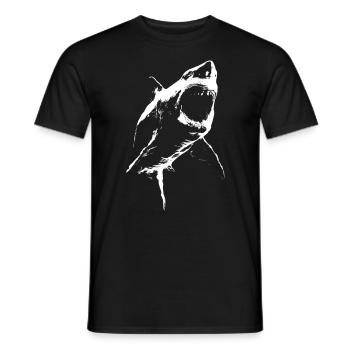 Menacing Giant Shark – Black White Silhouette - Men's T-Shirt - black - Front - AI Model Male 178 light (178cm)