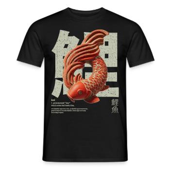 Poisson Koi japonais – Bonheur et transformation - T-shirt homme - noir - Devant - AI Model Male 178 light (178cm)