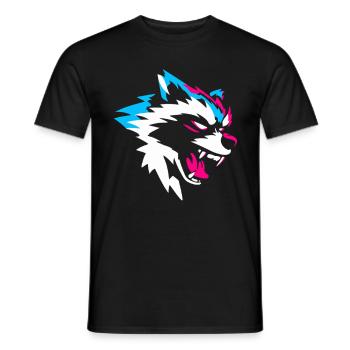 Neon Wolf Kopf – Aggressives Gaming Design - Männer T-Shirt - Schwarz - Vorne - AI Model Male 178 light (178cm)