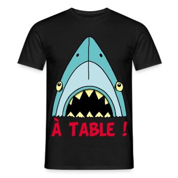 Shark hungry! - Men's T-Shirt - black - Front - AI Model Male 178 light (178cm)