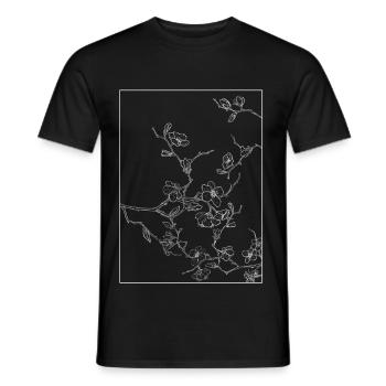 Floral Design Cerisier Outline Blanc - T-shirt homme - noir - Devant - AI Model Male 178 light (178cm)