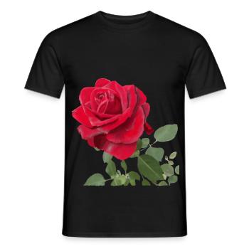 Red rose - Men's T-Shirt - black - Front - AI Model Male 178 light (178cm)