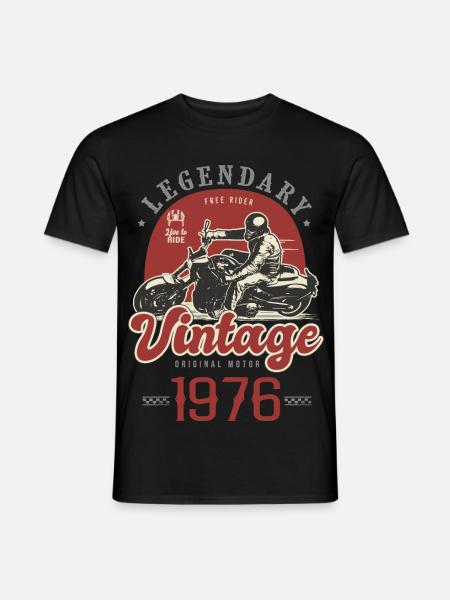 1976 Moto Vintage 50 Ans Cadeau Motard - T-shirt homme - noir