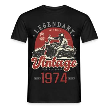 1974 Jahre Jubiläum Vintage Biker Motorrad - Männer T-Shirt - Schwarz - Vorne - AI Model Male 178 light (178cm)