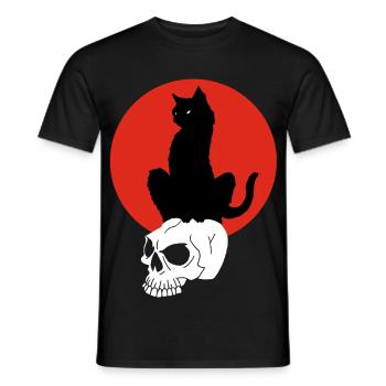 Black Cat and Red Sun - Men's T-Shirt - black - Front - AI Model Male 178 light (178cm)