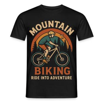 Mountain Biking Adventure Design - Men's T-Shirt - black - Front - AI Model Male 178 light (178cm)