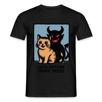 Niedliches Außenchaos Innen Teuflische Katze Lustiges Shirt - Männer T-Shirt - Schwarz - Vorne - AI Model Male 178 light (178cm)