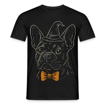 Frenchie Halloween - Spooky Gentleman Dog - T-shirt homme - noir - Devant - AI Model Male 178 light (178cm)