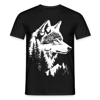 Wolf Gesicht Natur Silhouette - Männer T-Shirt - Schwarz - Vorne - AI Model Male 178 light (178cm)