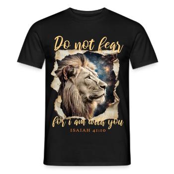 Verset biblique du lion - T-shirt homme - noir - Devant - AI Model Male 178 light (178cm)