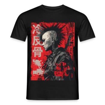 Punk Kriegerin – 冷反骨 Urban Art - Männer T-Shirt - Schwarz - Vorne - AI Model Male 178 light (178cm)