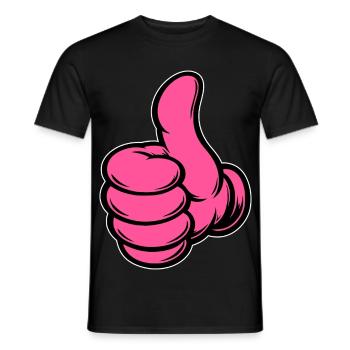 OK Comic Daumenhoch Handsymbol pink - Männer T-Shirt - Schwarz - Vorne - AI Model Male 178 light (178cm)