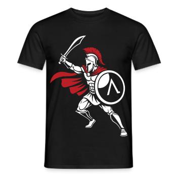 Guerrier Spartiate Épée Mascotte Spartan Strike - T-shirt homme - noir - Devant - AI Model Male 178 light (178cm)
