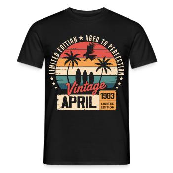 1983 Avril Anniversaire Légende Avril 1983 - T-shirt homme - noir - Devant - AI Model Male 178 light (178cm)