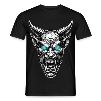 Démon Cornu Totem Gothique Yeux Bleus de Glace - T-shirt homme - noir - Devant - AI Model Male 178 light (178cm)