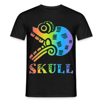 Multicolored Tribal Skull - Men's T-Shirt - black - Front - AI Model Male 178 light (178cm)