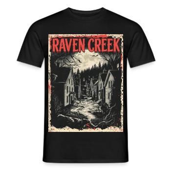 Welcome to Raven Creek – Horror Town - Men's T-Shirt - black - Front - AI Model Male 178 light (178cm)
