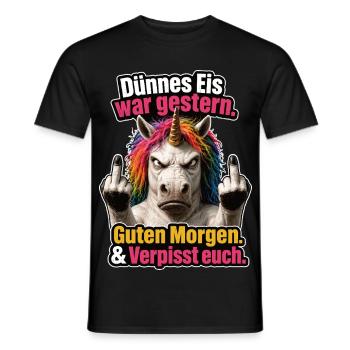 Grumpy Einhorn Eskalation - Männer T-Shirt - Schwarz - Vorne - AI Model Male 178 light (178cm)