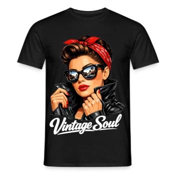 Soul Vintage – Un design stylé de pin-up rockabilly - T-shirt homme - noir - Devant - AI Model Male 178 light (178cm)