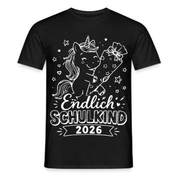 Endlich Schulkind 2026 Einhorn - Männer T-Shirt - Schwarz - Vorne - AI Model Male 178 light (178cm)