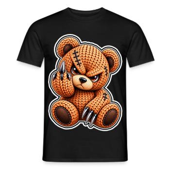 Gestrickter Bären-Punk mit Stichen - Männer T-Shirt - Schwarz - Vorne - AI Model Male 178 light (178cm)