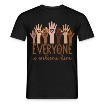 Everyone is welcome here - Men's T-Shirt - black - Front - AI Model Male 178 light (178cm)