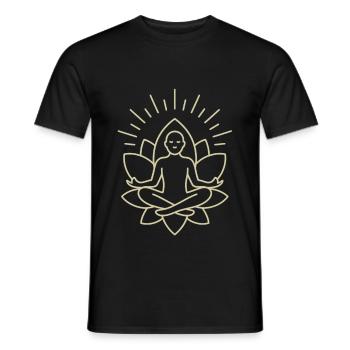 Meditation Lotus Figur Spirituell Line Art - Männer T-Shirt - Schwarz - Vorne - AI Model Male 178 light (178cm)