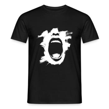 Powerful graphic of a female scream – mouth - Men's T-Shirt - black - Front - AI Model Male 178 light (178cm)