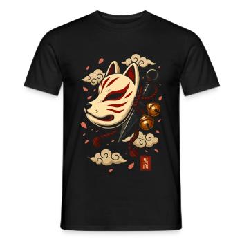 Kitsune japonais Masque - T-shirt homme - noir - Devant - AI Model Male 178 light (178cm)