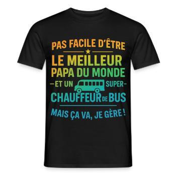 Papa chauffeur de bus cadeau fête des pères Noël - T-shirt homme - noir - Devant - AI Model Male 178 light (178cm)