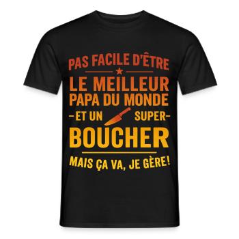 Papa boucher cadeau fête des pères Noël - T-shirt homme - noir - Devant - AI Model Male 178 light (178cm)