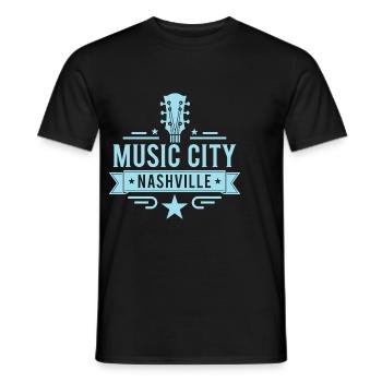 Music City Nashville Guitar Tennessee - Men's T-Shirt - black - Front - AI Model Male 178 light (178cm)