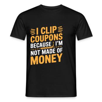 Ich schneide Coupons ab, weil ich nicht aus Geld gemacht bin - Männer T-Shirt - Schwarz - Vorne - AI Model Male 178 light (178cm)