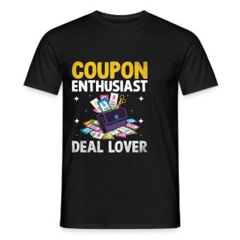 coupon enthousiaste offre amant couponer shopper économiser - T-shirt homme - noir - Devant - AI Model Male 178 light (178cm)