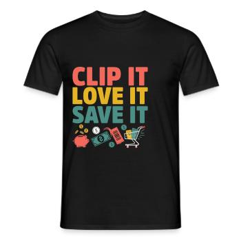 Clip It Love It Save It Couponer Shop Geld sparen - Männer T-Shirt - Schwarz - Vorne - AI Model Male 178 light (178cm)