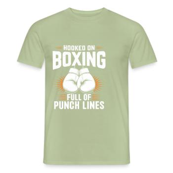 Accro à la boxe pleine de punchlines Boxer Sports - T-shirt homme - vert sauge - Devant - AI Model Male 178 light (178cm)