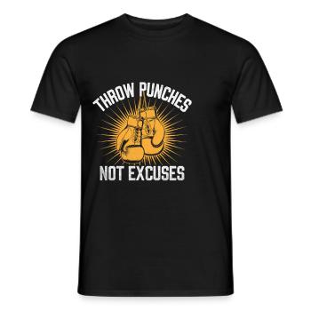 Lancer des coups de poing n’excuse pas Boxeur Sports Gymnase Athlète - T-shirt homme - noir - Devant - AI Model Male 178 light (178cm)