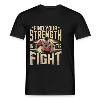 Trouvez votre force dans les sports de boxe de combat - T-shirt homme - noir - Devant - AI Model Male 178 light (178cm)