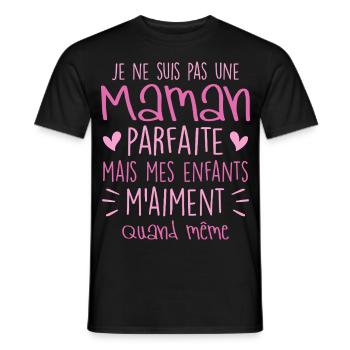 pas une Maman parfaite, citation maman enfant - T-shirt homme - noir - Devant - AI Model Male 178 light (178cm)