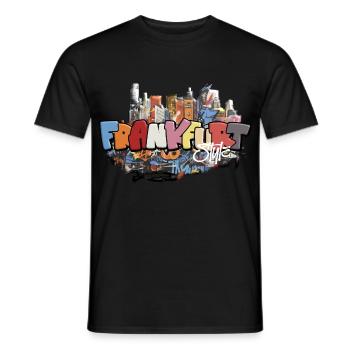 Frankfurt Ghetto Style Graffiti Airbrush Design - Männer T-Shirt - Schwarz - Vorne - AI Model Male 178 light (178cm)