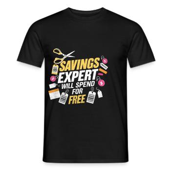 Sparexperte wird kostenlos im Couponer-Shop ausgeben - Männer T-Shirt - Schwarz - Vorne - AI Model Male 178 light (178cm)