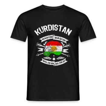 Drapeau du Kurdistan Bakur Bashur Rojava Rojhlt Newroz - T-shirt homme - noir - Devant - AI Model Male 178 light (178cm)