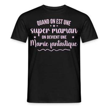 une super maman on devient une mamie fantastique - T-shirt homme - noir - Devant - AI Model Male 178 light (178cm)