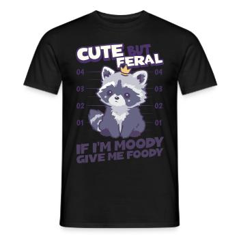 Cute but Feral - Cute Raccoon Saying for Kids - Men's T-Shirt - black - Front - AI Model Male 178 light (178cm)