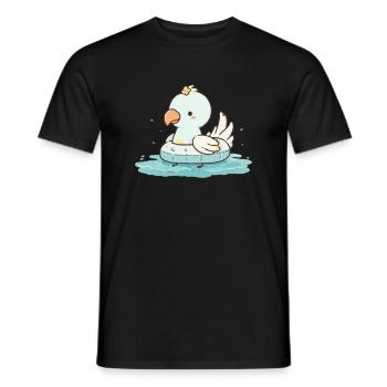 Süßer Cartoon Papagei mit Schwimmring im Wasser - Männer T-Shirt - Schwarz - Vorne - AI Model Male 178 light (178cm)