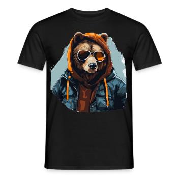 Ours de rue | Amants d’ours - T-shirt homme - noir - Devant - AI Model Male 178 light (178cm)