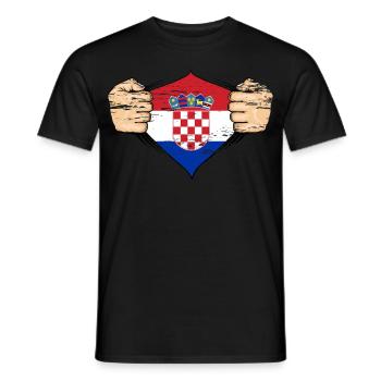 Croatia flag design used - Men's T-Shirt - black - Front - AI Model Male 178 light (178cm)