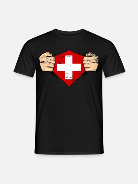 Drapeau suisse utilisé - T-shirt homme - noir