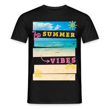 Sommer Strand Meer Palmen Urlaub Summer Vibes - Männer T-Shirt - Schwarz - Vorne - AI Model Male 178 light (178cm)
